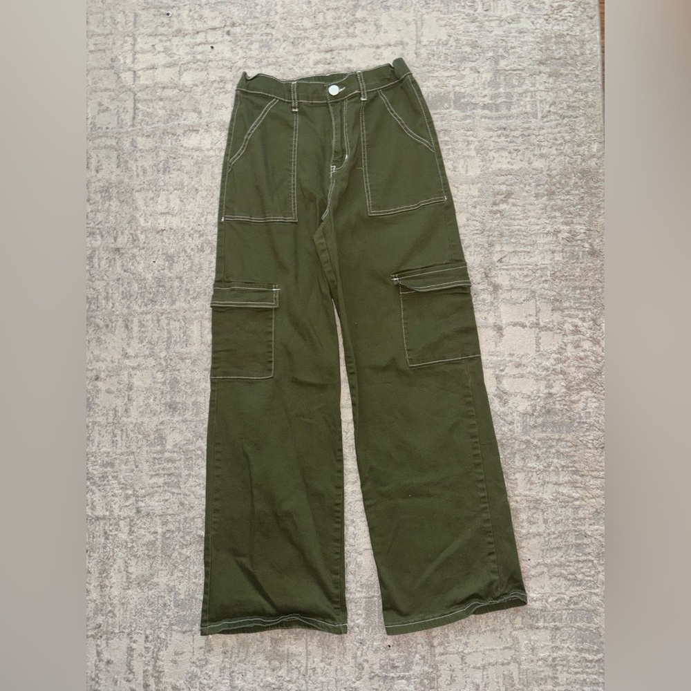 Olive Green Women's Cargo Jeans